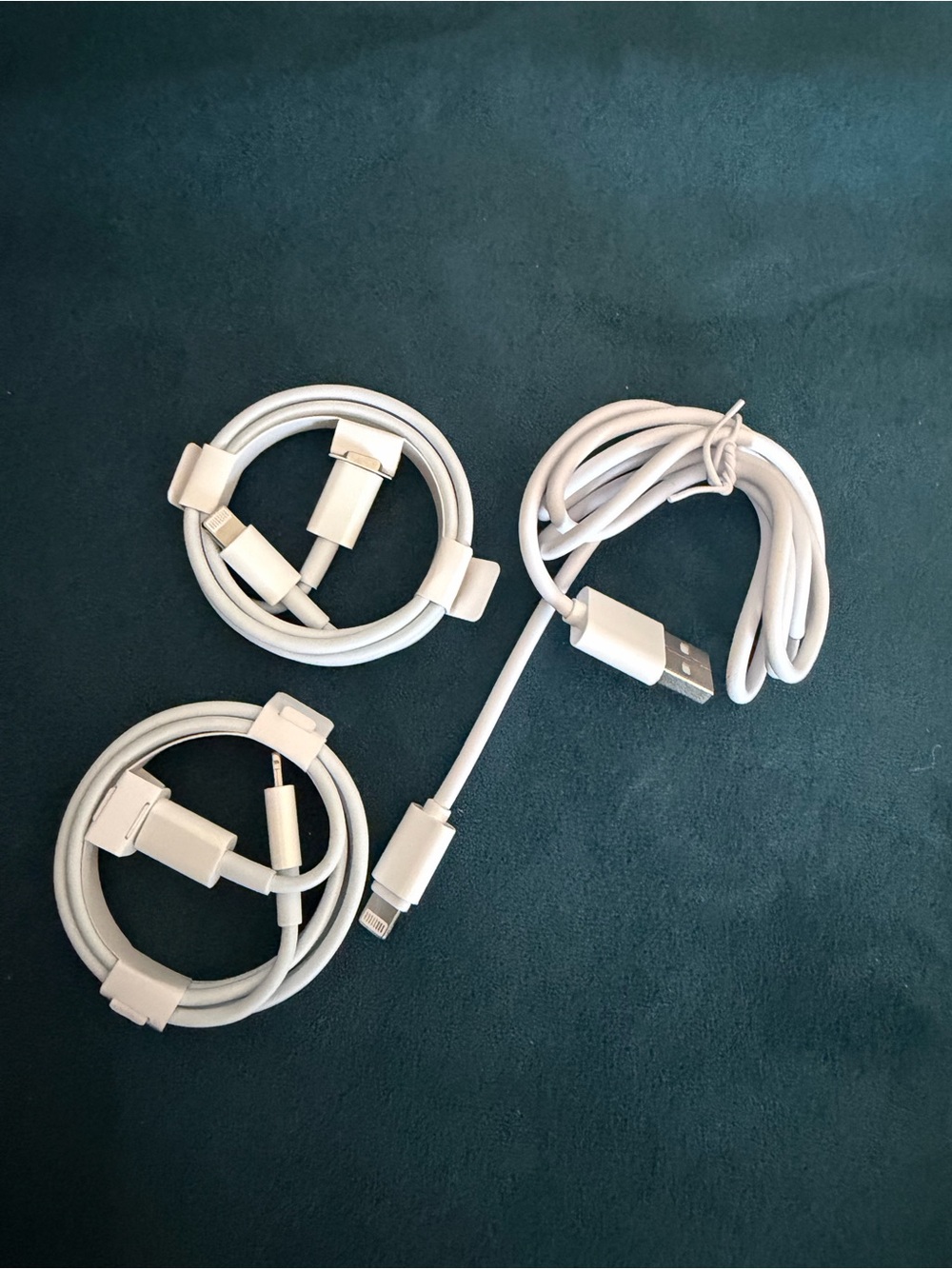 Three new White Lightning to USB or USB-C to lightning Charging cables